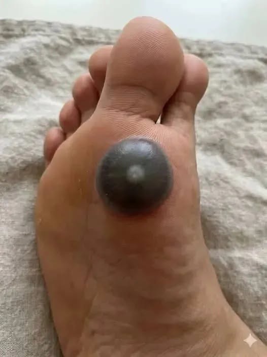 My daughter woke up with this huge spot on her foot I don’t know what it could be. She’s been in pain and can’t move her foot what is this.. Explain this