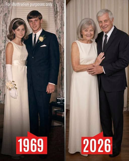 I kept my prom dress hidden in the attic for 55 years because I had once promised my high school sweetheart I would marry him in it before he was sent to Vietnam. Then one evening, he appeared at my door, revealed a secret that made me question the woman I had trusted all my life. The oldest thing in my house was an ivory dress hanging inside a faded garment bag in the attic. The dress wasn’t expensive. Even in 1969, it had been simple. A narrow waist, short lace sleeves, and a skirt that reached just below my knees. But I had guarded it more carefully than anything else I owned. Every spring, I climbed into the attic, opened the bag, checked the fabric, and let it breathe beside the little window for an afternoon. Then I folded it back into its place. My older sister, Corinne, always thought it was ridiculous. “You’re going to turn seventy-four this year, Lenora,” she told me during one of our Sunday phone calls. “That dress belongs in a museum.” “It belongs where I put it.” “You’ve always been stubborn.” Maybe I was. But that dress carried the last promise I had made to the boy I loved before the war took him away. His name was Everett Shaw. We met when we were fifteen. There was nothing dramatic about it. He sat behind me in history class and spent three weeks borrowing pencils before I realized he always had two in his shirt pocket. “You just wanted an excuse to talk to me,” I accused him one afternoon. Everett smiled. “It took you long enough.” We were together from then on. By senior year, everybody assumed we’d marry. So did we. At prom, Everett kept stepping on my shoes because he was a terrible dancer, but I didn’t care. I remember leaning against his shoulder while a slow song played and thinking that whatever happened in life, I would be fine as long as I had him. Two weeks after graduation, Everett was drafted. That changed everything. The night before he left, we drove up to a hill outside town where we used to park when we wanted to be alone. We stayed there until the sky began to turn pale. We talked about everything waiting for us after he came home. A small house. Maybe two children. A dog Everett wanted and I absolutely did not. He said he’d find work at his uncle’s hardware store until we could save enough money to open something of our own. I had brought my prom dress in the back seat because my mother had recently picked it up from the cleaners. Everett saw the garment bag and smiled. “Is that the dress?” “What dress?” “The one I’m going to marry you in.” I laughed. “You don’t get to choose my wedding dress.” He reached over and touched my hand. “Then promise me something.” There was something different in his face. Suddenly, neither of us was laughing. “What?” “Save it.” “For what?” “For me.” He looked toward the horizon. “When I come home, we’ll get married. You can wear that.” I knew he was trying to make the goodbye easier. So I smiled. “I’ll save it.” “Promise?” “I promise.” Everett kissed me just before sunrise. The next morning, he left. For months, letters arrived whenever they could. Some were long. Some were only a few lines. He complained about the heat. He asked about my parents. He reminded me not to let his younger brother touch the old motorcycle he’d left behind. In almost every letter, he ended with some version of the same sentence. Don’t forget about me. I never did. Then the letters stopped. At first, everyone told me not to panic. Mail was unreliable. Men were moved around. Sometimes weeks passed without news. Then Everett’s parents received the notice. He had been declared missing in action. No body. No grave. No goodbye. Just missing. I hated that word. Dead was terrible, but it was an answer. Missing left the door open. For years, I kept expecting Everett to walk through it. At twenty-five, people told me to move on. At thirty, they told me I had wasted enough time. At forty, people stopped asking why I had never married. By fifty, most of the people who remembered Everett as a young man were gone. His father died first. His mother followed several years later. My parents died too. Friends became grandparents. Children I once babysat brought their own children to see me. And still, every spring, I climbed into the attic. Corinne was the only person who regularly argued with me about it. “You can’t spend your entire life keeping a promise to someone who may not even be alive,” she said once. “I already have.” She stared at me. “That isn’t romantic, Lenora. It’s sad.” Maybe it was. But I had built a life. I worked at the town library for thirty-seven years. I traveled. I had friends. I volunteered at church. I wasn’t sitting beside the window every day waiting for Everett to come home. But some part of me had never closed that chapter. I simply learned how to live with it unfinished. Then, fifty-five years after Everett disappeared, somebody knocked on my door. It was early evening. I remember because I had just made tea. I wasn’t expecting anyone, so I almost ignored it. Then came a second knock. Slow. Almost hesitant. I opened the door. An elderly man stood on my porch. His shoulders were thinner than I remembered. His hair was completely silver. His face carried lines I had never seen. But I knew his eyes. I would have known those eyes anywhere. My hand slipped from the doorknob. “Everett?” His mouth trembled. “Hello, Lenora.” For several seconds, neither of us moved. I thought my mind had finally betrayed me. I reached out and touched his sleeve. He covered my hand with his. “I’ve been trying to get back to you for a very long time,” he whispered. I began crying before I could stop myself. “You’re alive.” “I am.” “They told us you were missing.” “I know.” I pulled him inside. We sat in my living room until nearly sunrise. Everett told me he had survived… (I know you’re all very curious about the next part, so if you want to read more, please leave a “YES” comment below