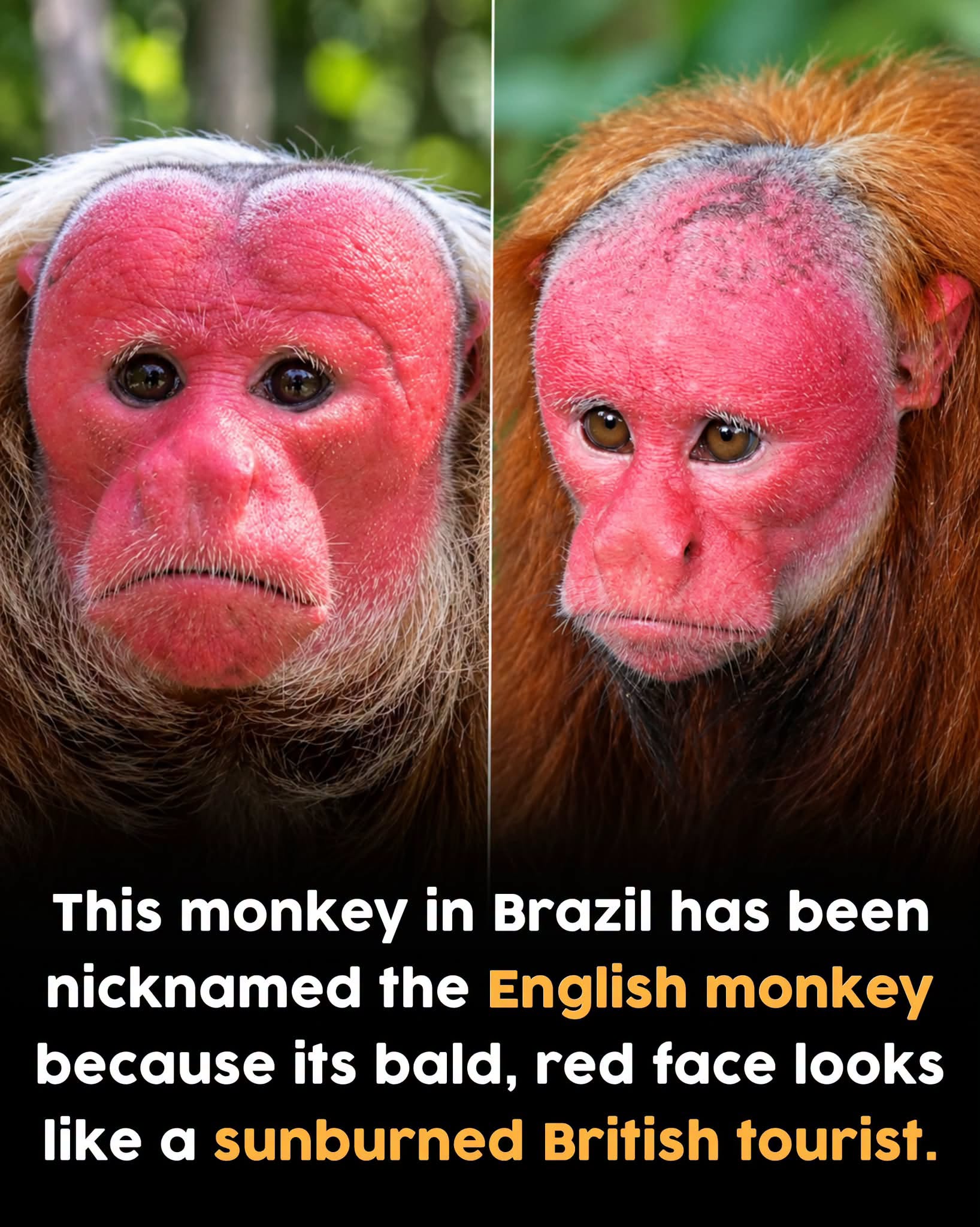This monkey looks like it got sunburned — and that’s why locals call it the “English monkey.”🐒… See more